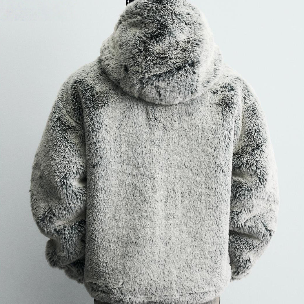 Hooded Faux Fur Jacket Coat