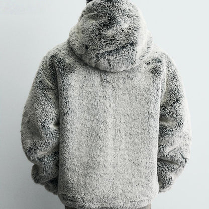 Hooded Faux Fur Jacket Coat