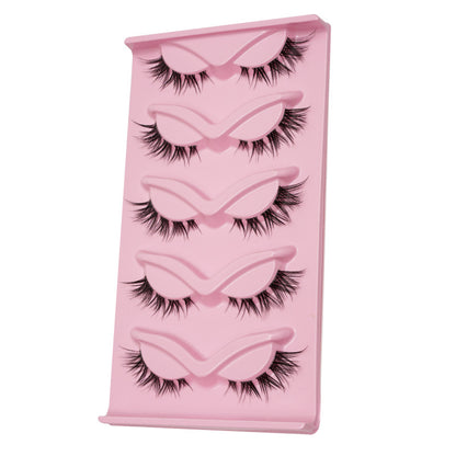 Women's One-piece Five-pair Cat Eye Oblique Flying Stage Makeup Thick Cat Eye Eyelash
