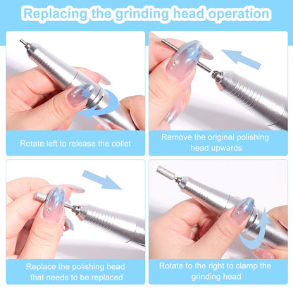 Rechargeable Electric Nail File Professional - 45000RPM Portable Efile Nail Drill Kit, Cordless E File Nail Drill Machine For Acrylic Gel Nails Salon Home Manicure Use