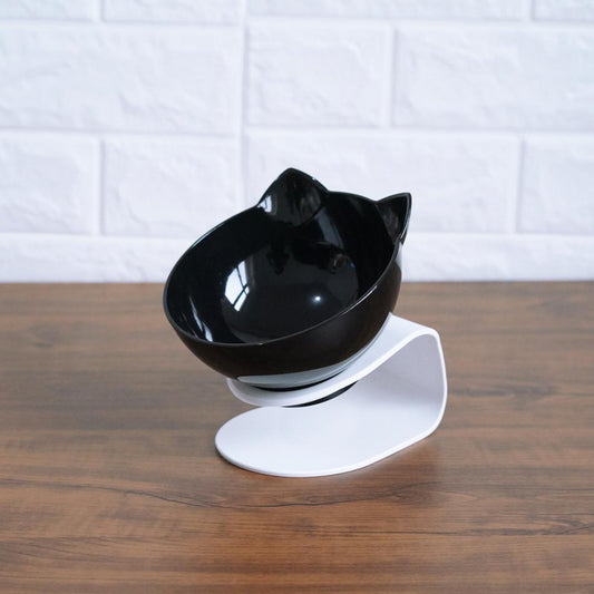 New Inclined Cat Food Bowl Cat Ear Oblique Mouth Transparent Single Pet Bowl