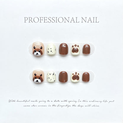 Wear Nail Tip Girls Fake Nails Nail Stickers Little Brown Bear Girls Nails