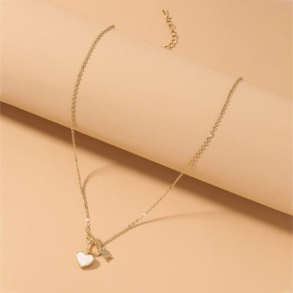 Romantic Heart Necklace Copper Zircon Pendant Necklace