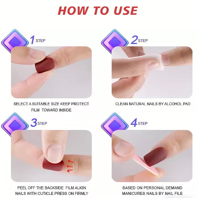 24PCS Press On Nails Fake ToeNails,Stick On Nails,Artificial Fake Toe Nail Set