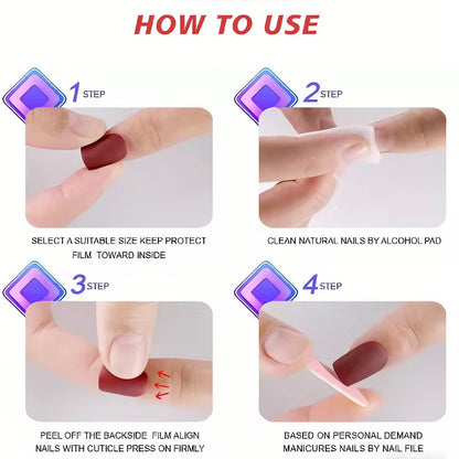 24PCS Press On Nails Fake ToeNails,Stick On Nails,Artificial Fake Toe Nail Set