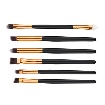 6 Gold Black Eye Brushes Eyeshadow Makeup