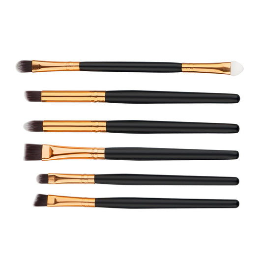 6 Gold Black Eye Brushes Eyeshadow Makeup