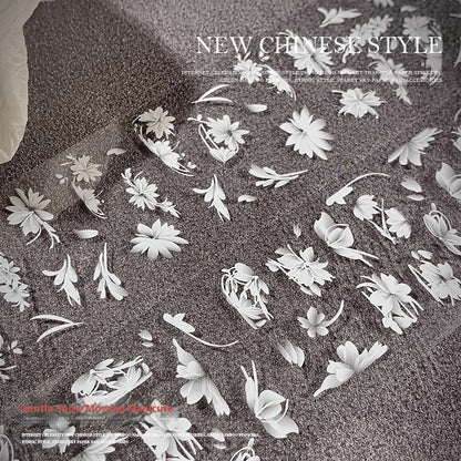 Nail Art White Snow Lawn Mower Semi Transparent Transfer Printing Sticker