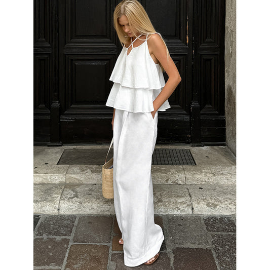 Loose Flying Sleeves Top And Trousers Women