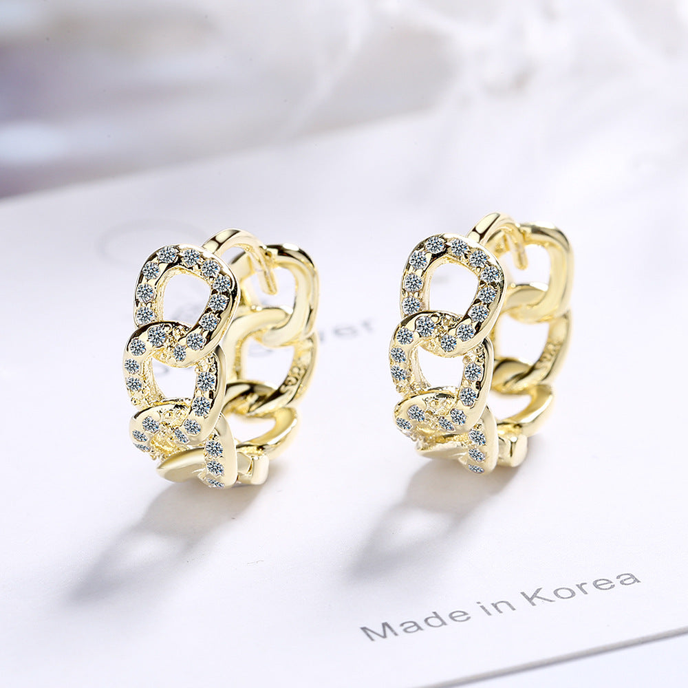 Ear Clip Personality Hollow Out Zircon Inlaid Diamond Fashion Earrings Ear Clips
