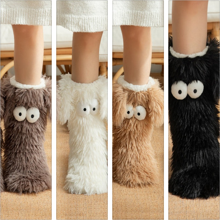 Thickened And Fleece Anti-slip Women's Plush Snow Socks And Shoe Covers
