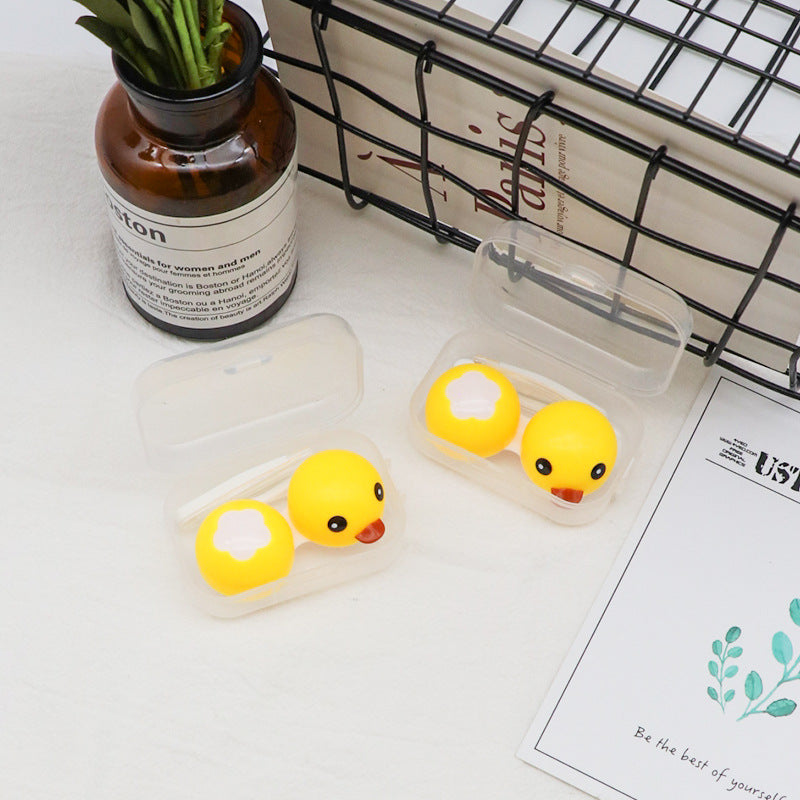 Portable Contact Lens Case Color Double Care Little Yellow Duck