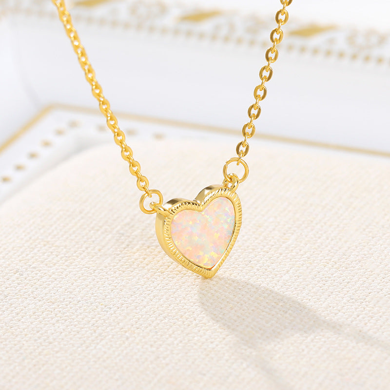Romantic Heart Necklace Copper Zircon Pendant Necklace