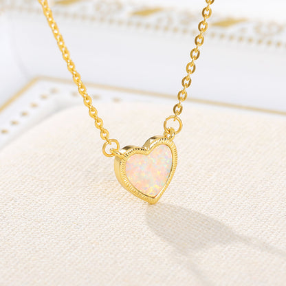 Romantic Heart Necklace Copper Zircon Pendant Necklace