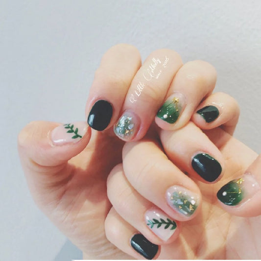Green Leaf Nail Sticker Cactus Green Polka Dot Leopard Nail Sticker