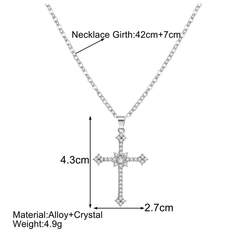 Asterism Cross Rhinestone Zircon Necklace For Women