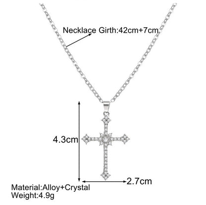 Asterism Cross Rhinestone Zircon Necklace For Women