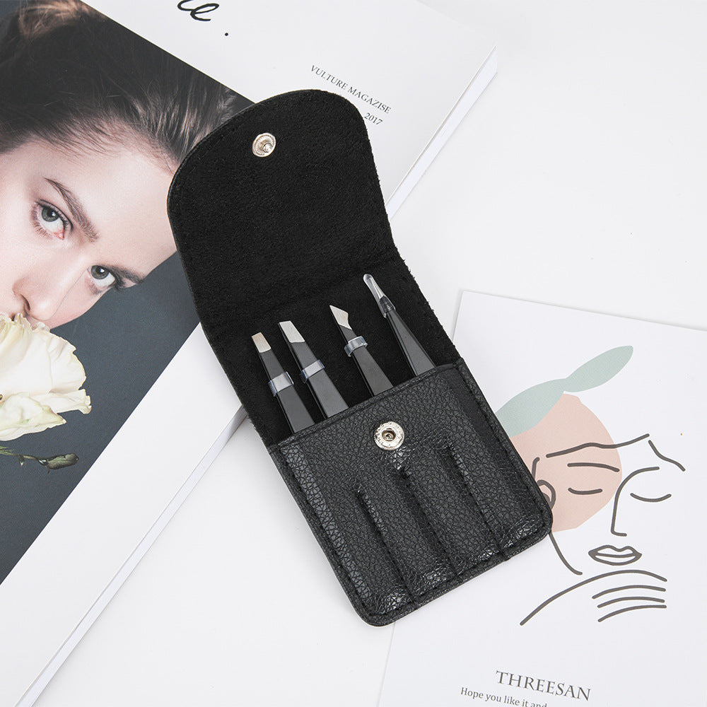 Three Piece Set Of Stainless Steel Eyebrow Plucking Forceps For Eyebrow Trimming Tools