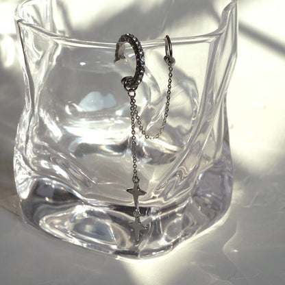 Diamond Pierced Ear Clip Earrings