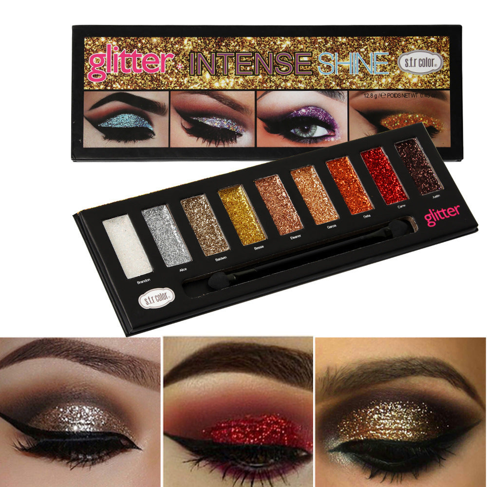 Ladies 9 Colors Diamond Sequin Eyeshadow Palette