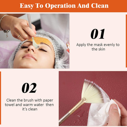 10 Professional Soft Facial Fan Brushes For Mask Mud Cream, Glycolic Peel & Makeup Application - Esthetician Tools With Champagne Finish