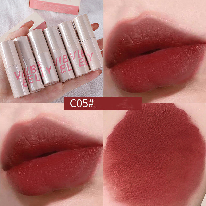 VIBELY Small Fat Pier Velvet Matte Finish Lip Mud Internet Celebrity Live Broadcast Popular Student Lip Paint Lipstick