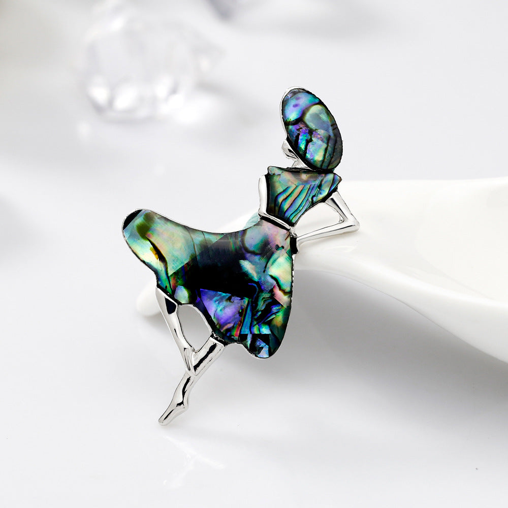 All-match Shell Personality Dancing Girl Brooch