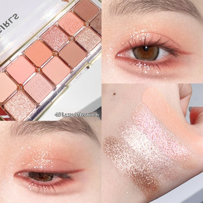 Mist Muse Twelve-Color Eyeshadow Palette Shimmer Sparkle Matte Highlight Contour Blush All-in-One Palette