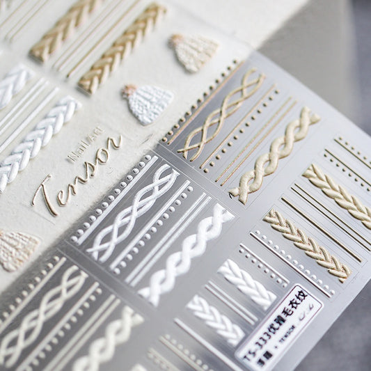 Frosted Transparent Embossed Sweater Pattern Nail Sticker