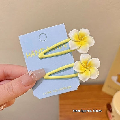 Plumeria Rubra Bangs Small Hairclip Female Cute Hairpin