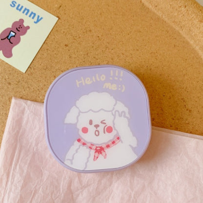 Ins Style Simple Cute Puppy Cartoon With Mirror Contact Lens Case