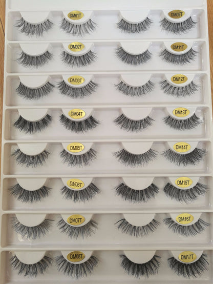 Simulation 3D Chemical Fiber False Eyelashes Transparent Stem High Temperature Silk