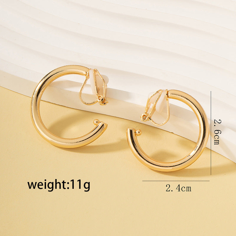 Simple Circle Elegant Earrings Triangle Ear Clip Without Piercing