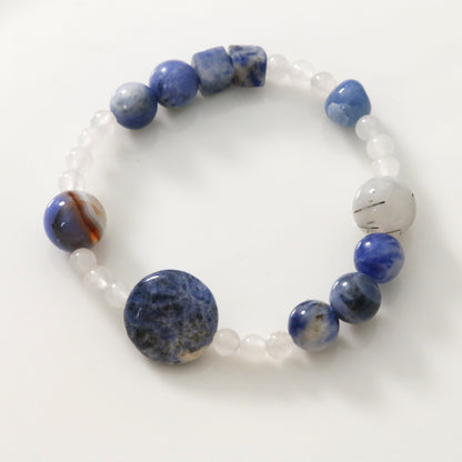 Natural Blue Point Stone Black Hair Crystal Agate Bracelet
