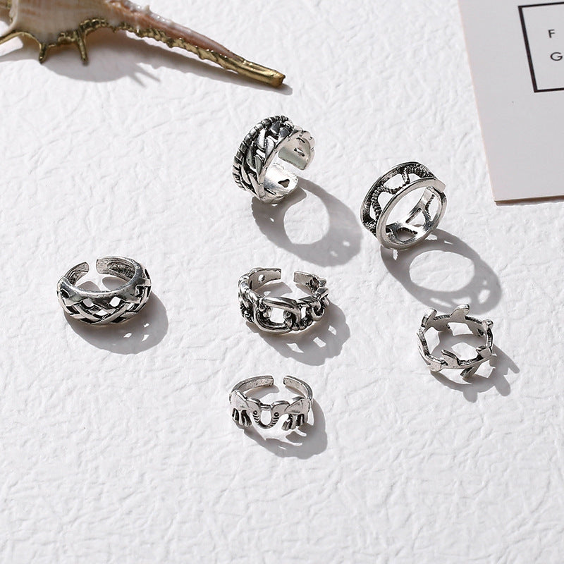 Retro Hollow-out Petals Opening Adjustable Toe Ring Women