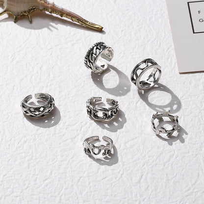 Retro Hollow-out Petals Opening Adjustable Toe Ring Women