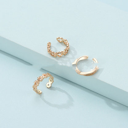 Trendy Holiday Style Beach Toe Set Ring 3-Piece Set