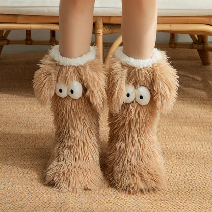 Thickened And Fleece Anti-slip Women's Plush Snow Socks And Shoe Covers