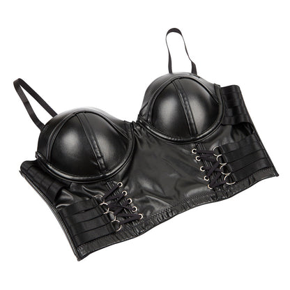 Women's Back Breasted PU Leather Sling Corset
