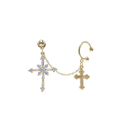 Retro Niche High-end Cross Earrings Ear Bone Clip
