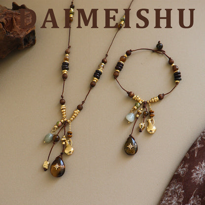 Natural Stone Agate Necklace And Bracelet Accessories For Women