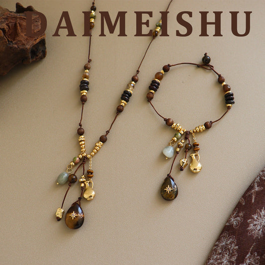 Natural Stone Agate Necklace And Bracelet Accessories For Women