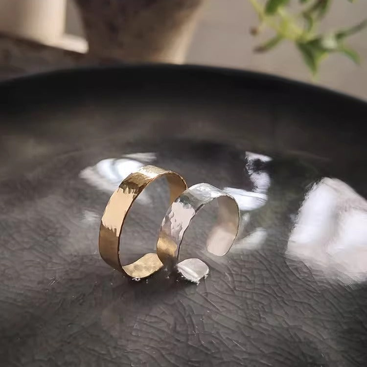 Foot Ornaments Women's Exquisite Golden Toe Ring Hand-hammered Texture