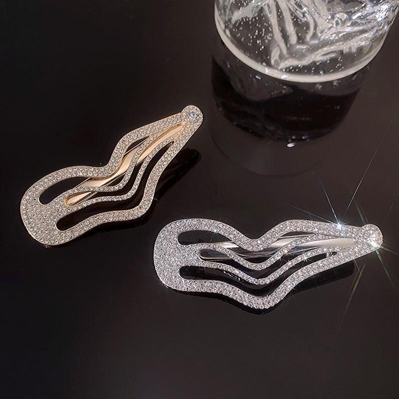 Irregular Lines Bang Sweet Cool Full Diamond Side Clip
