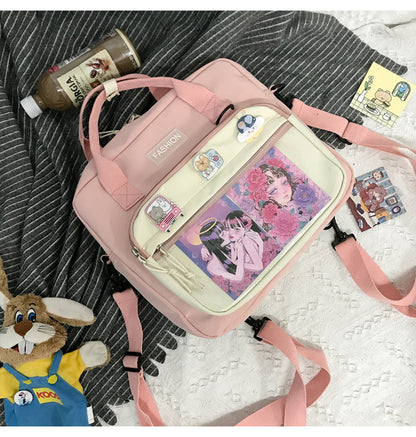 College Style Messenger Bag Dark School Girl Student In Tooling