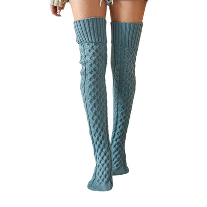 Knitted Knee Length Pile Wool Stockings For Women
