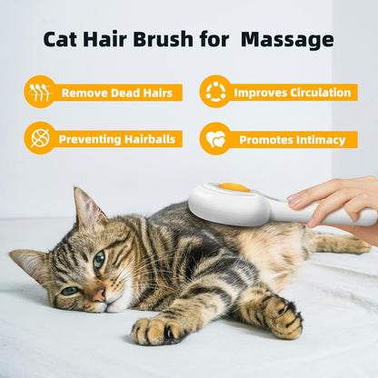 Cat Brush With Release Button Cat Brushes For Indoor Cats Shedding Cat Hair Brush For Long Or Short Haired Cats Cat Grooming Brush Cat Comb For Cat Dog Massage Self Cleaning Brush Removes Loose Fur