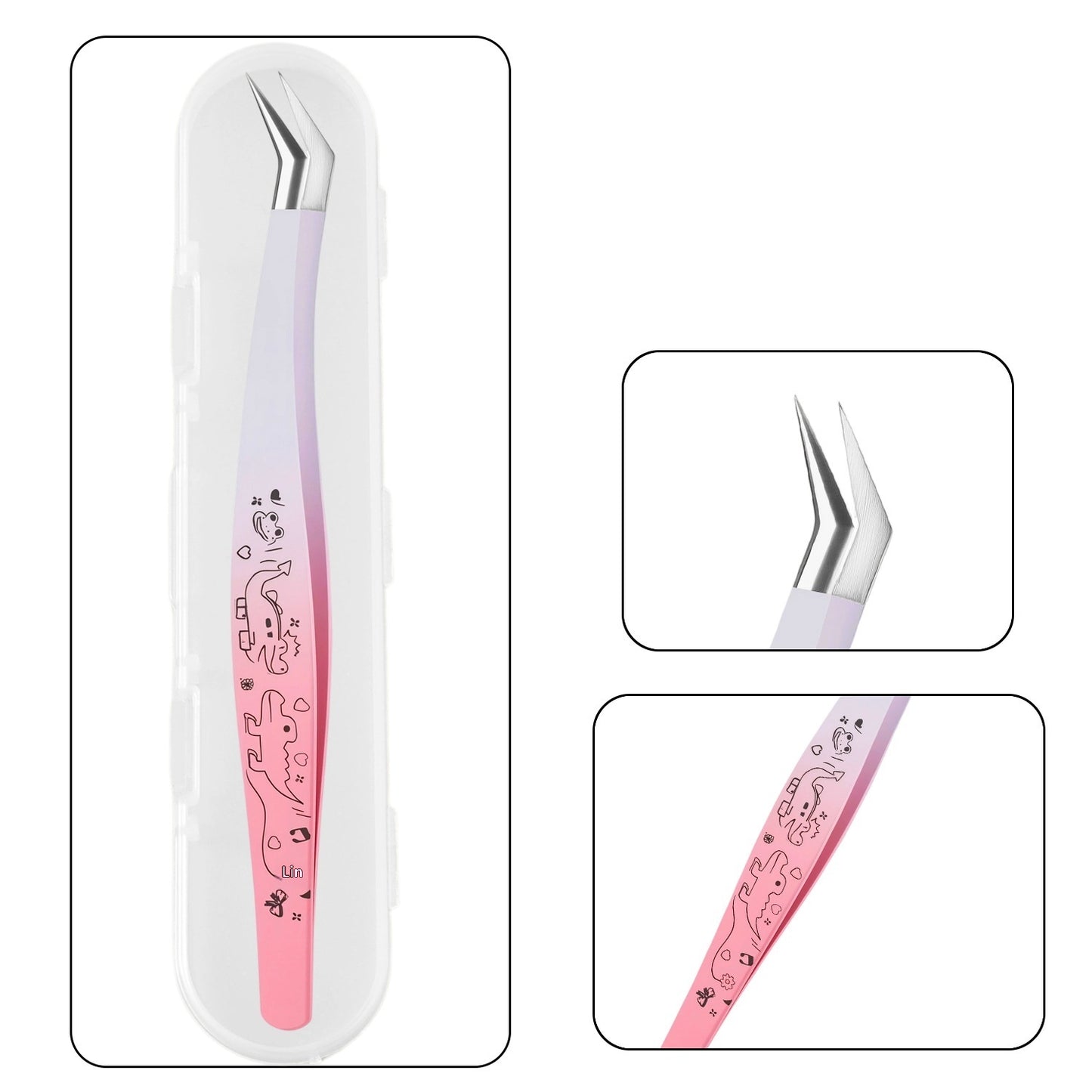 Scenic Sticker Curved Tweezers False Eyelashes