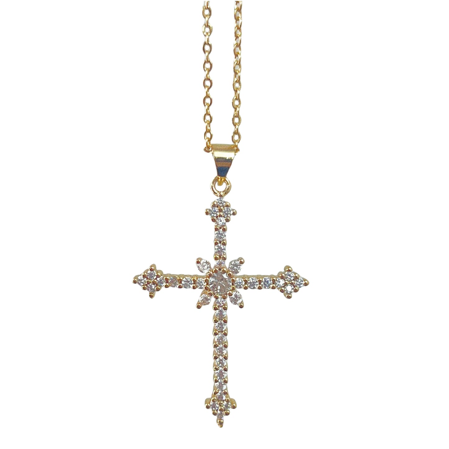 Asterism Cross Rhinestone Zircon Necklace For Women