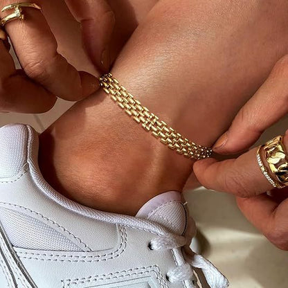 925 Silver-Plated Anklet Bold Versatile Chunky Chain Anklet